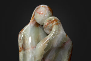 Polished Green Onyx Couple in Love Sculpture
