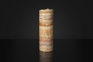 Beige Cylindrical Onyx Table Lamp with Rustic Top