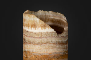 Beige Cylindrical Onyx Table Lamp with Rustic Top