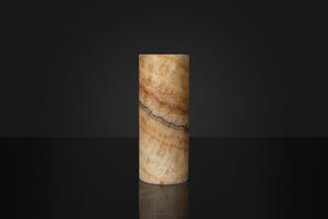 Beige Cylindrical Onyx Table Lamp