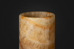 Beige Cylindrical Onyx Table Lamp