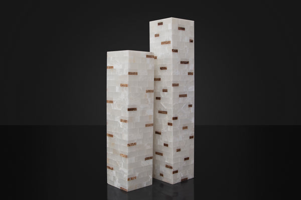 White Onyx Cubic Floor Lamp Set