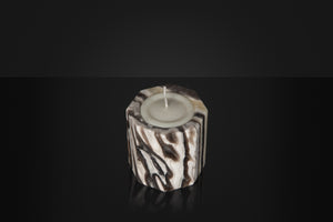 Zebra Onyx Geometric Candle Holder