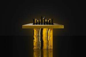 Honey Onyx Light Up Chess Table