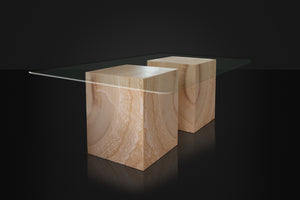 Beige Onyx Double Cubed Base Dining Table