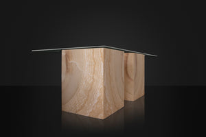 Beige Onyx Double Cubed Base Dining Table